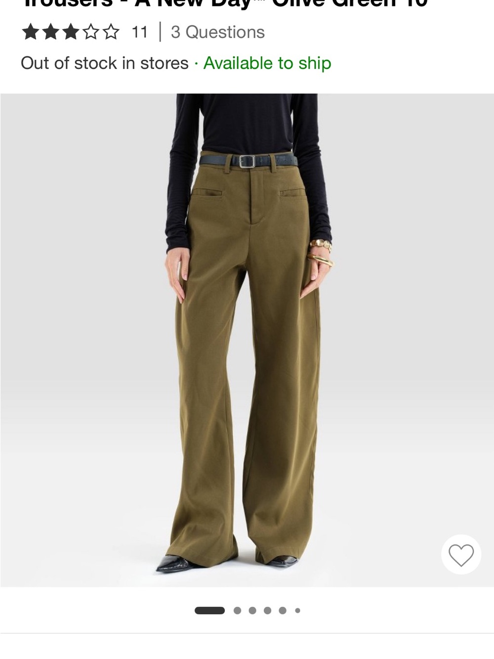 a new day Olive Green Wide-Leg Trousers